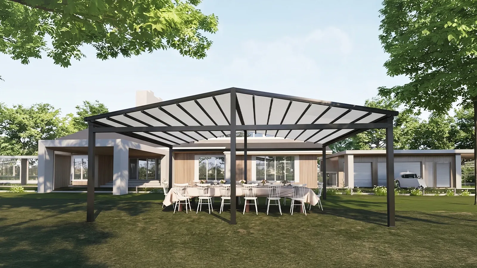Installed AeroPavilion retractable roof pergola